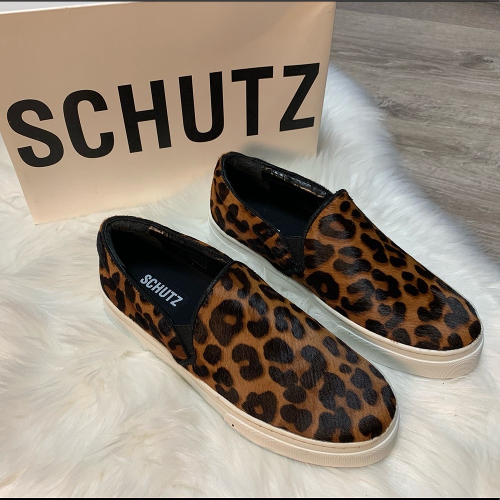 Schutz Amisha Leopard Pony Hair Slip On